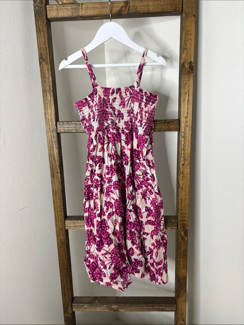 Old Navy Pink Floral Smocked Sundress for Girls Size M